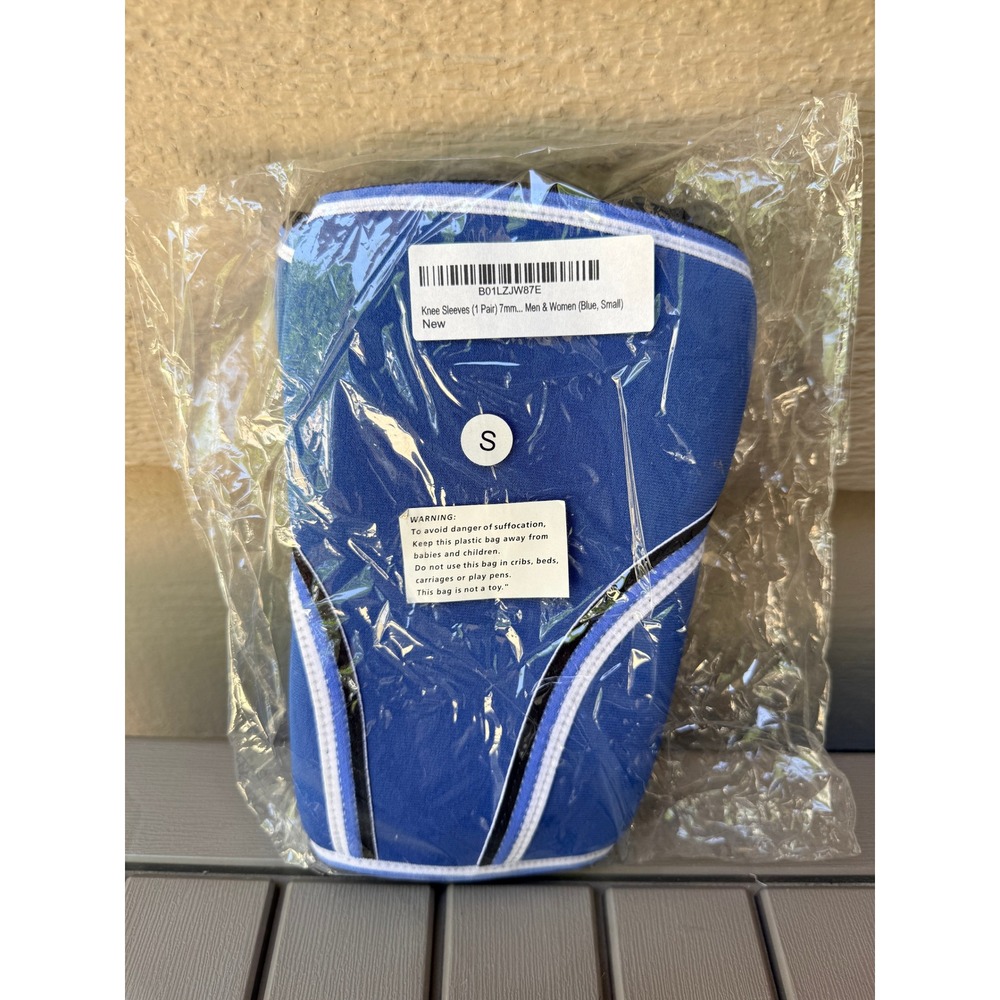 7mm Neoprene Knee Sleeves 1 Pair Blue Compression Support Gym Size Small NEW